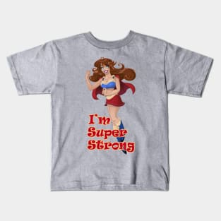 Woman Super Hero Shows Muscled Arm Kids T-Shirt